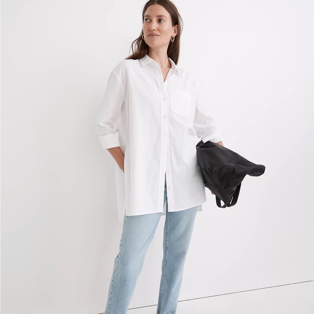 Madewell White Oversized Ex-Boyfriend Tunic Shirt